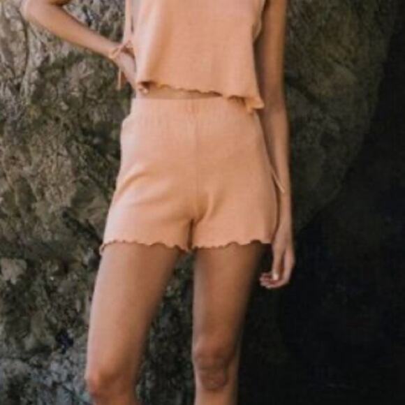 Savannah Morrow Cora Knit Shorts in Peach Organic Cotton Knit NWT - Picture 1 of 7